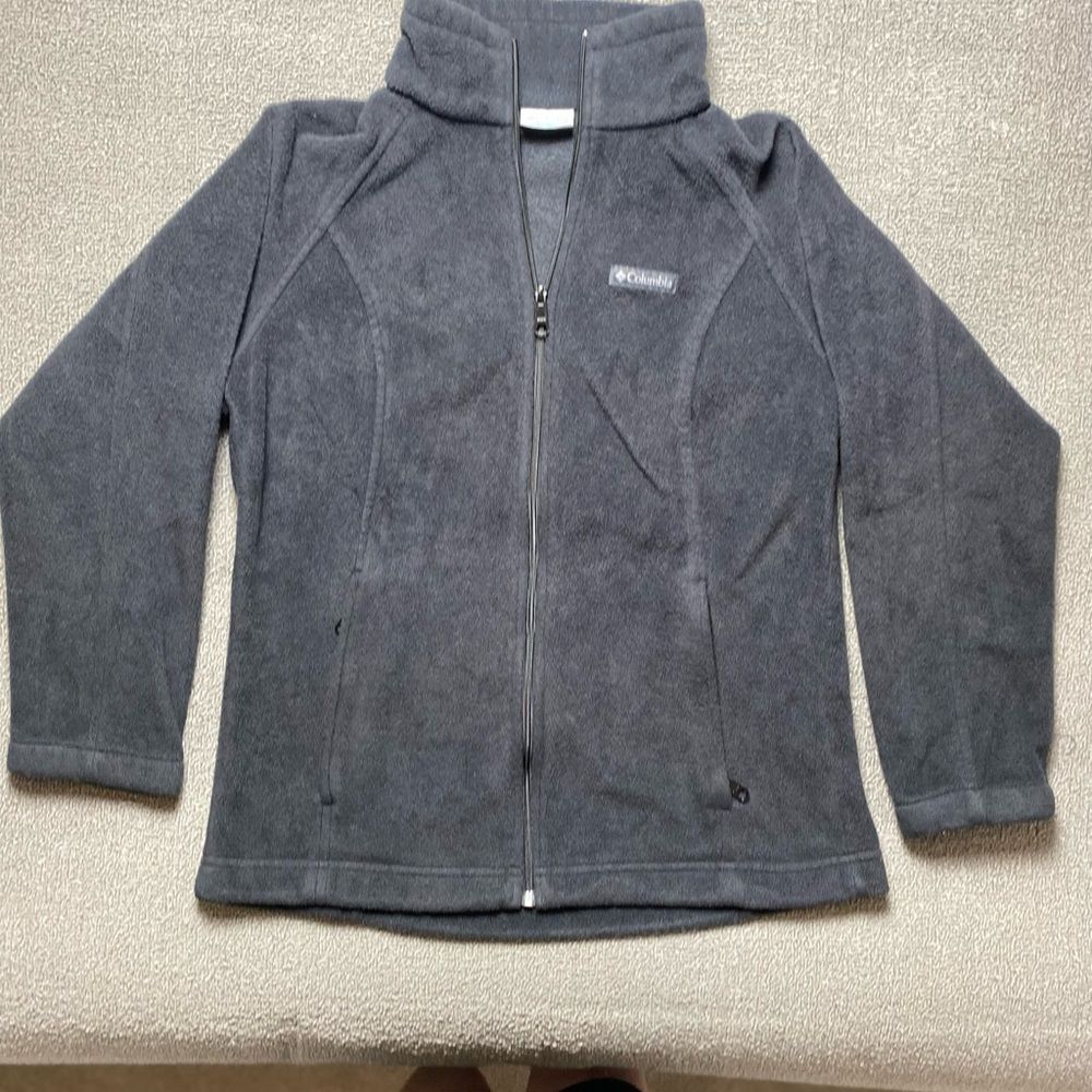 Columbia Charcoal Full-Zip Fleece Jacket- Winter Cozy Comfortable Outdoor Hiking